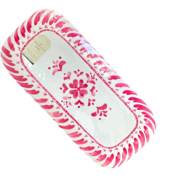 ARTISAN DE LUXE Pink White Melamine Oblong Serving Tray Platter 7 x 15 NEW - Picture 2 of 13